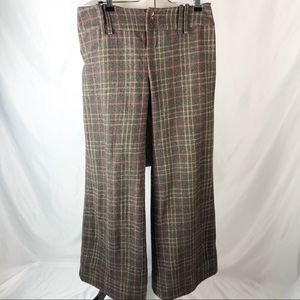 Free People Wool Wide Leg Plaid Pants Size 8
